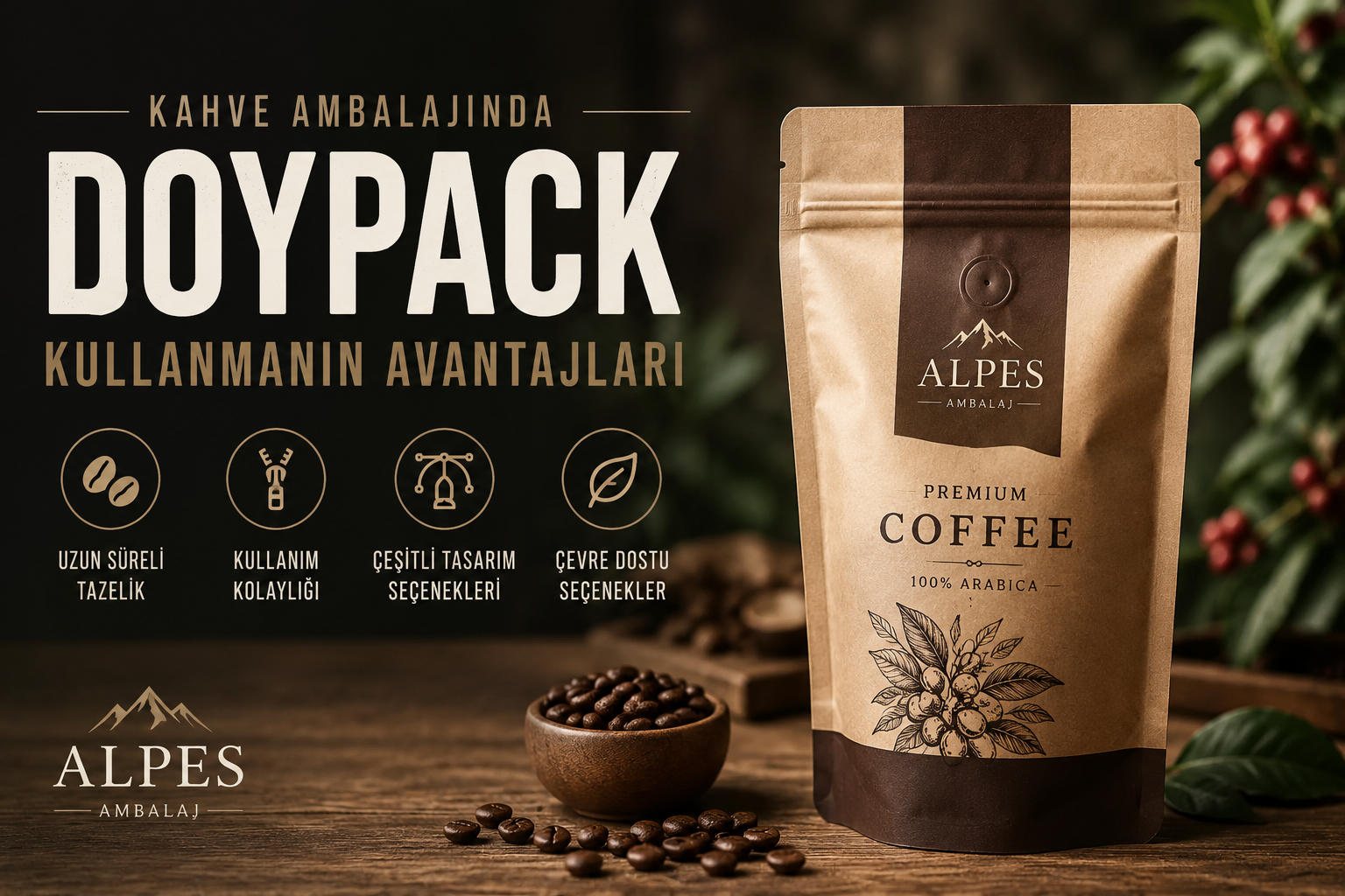 Kahve doypack ambalajı